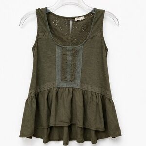 Anthropologie Meadow Rue Mesh Green Tank Green